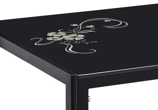 Table à manger rectangulaire verre trempé noir | Zenix
