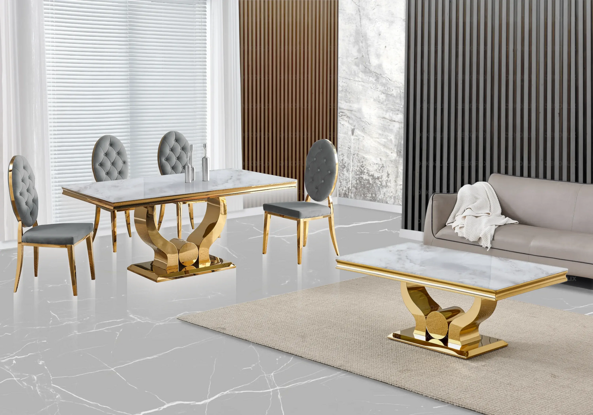 Lot de 4 chaises médaillon capitonnées gris | Iris