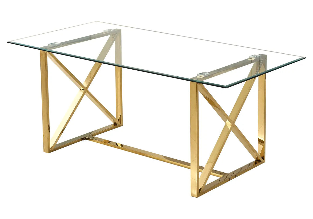 Table verre trempé et 4 chaises beige | Nexa
