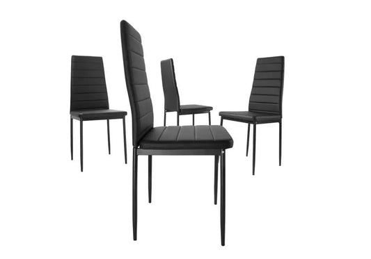 Ensemble table repas verre et 6 chaises noires | Arkis