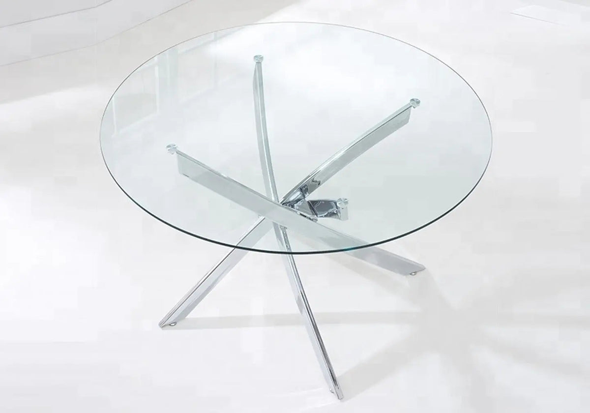 Ensemble table ronde design et 6 chaises blanches | Mona