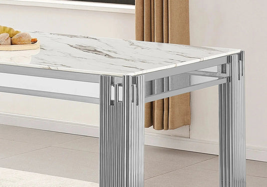 Table de salle à manger finition marbre blanc | Zalys