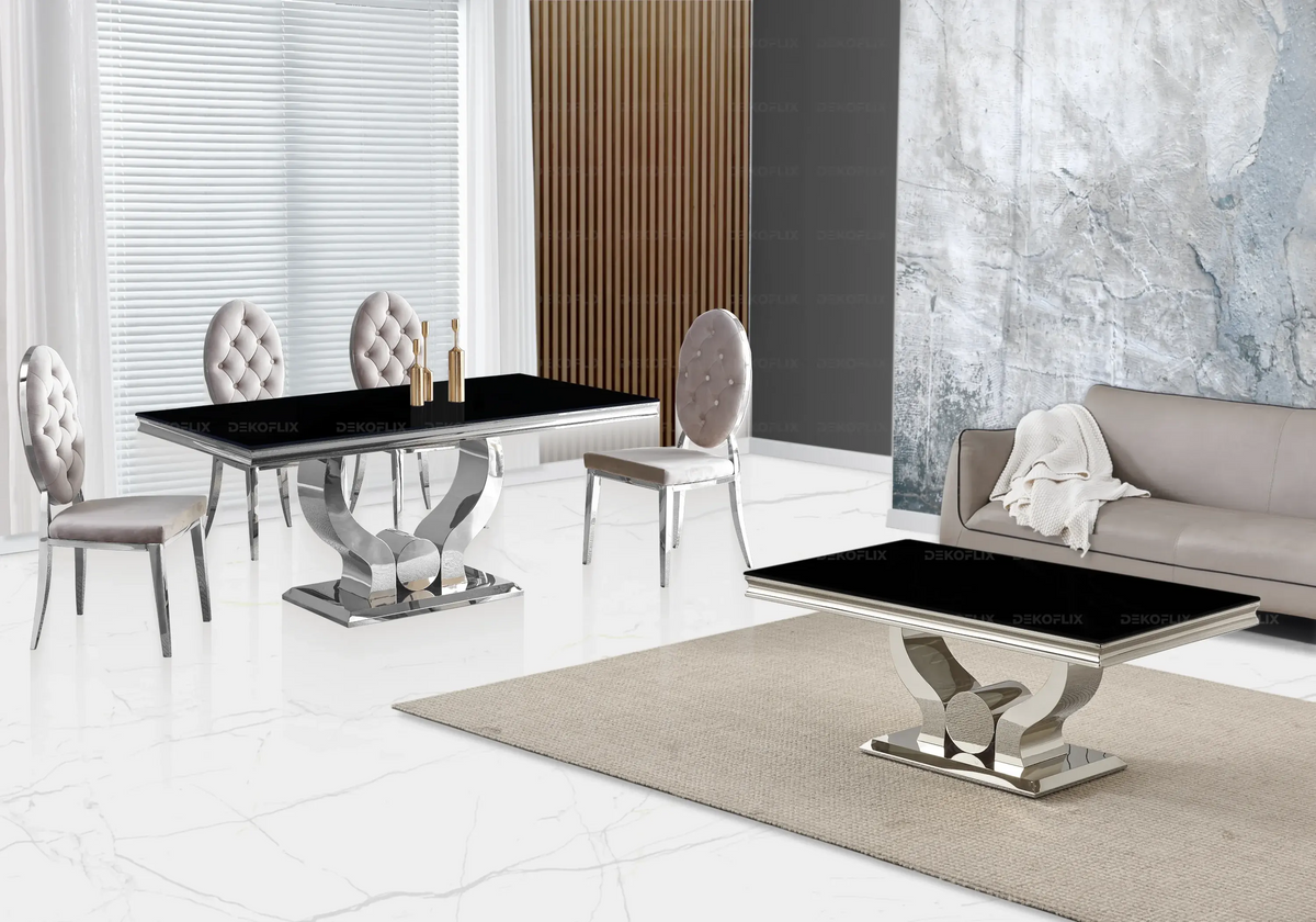 Lot de 4 chaises médaillons taupe et argent | Iris