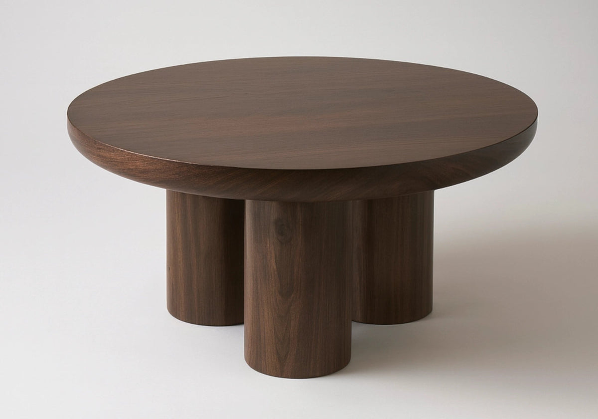 Table à manger ronde finition noyer moderne | Zenth