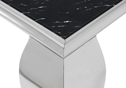 Meuble tv design marbre noir et métal argent | Halo