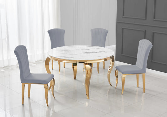 Lot de 6 chaises en gris et pieds dorés | Zyra