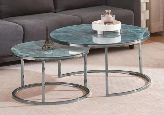 Tables gigognes marbre gris pour salon moderne | Opal