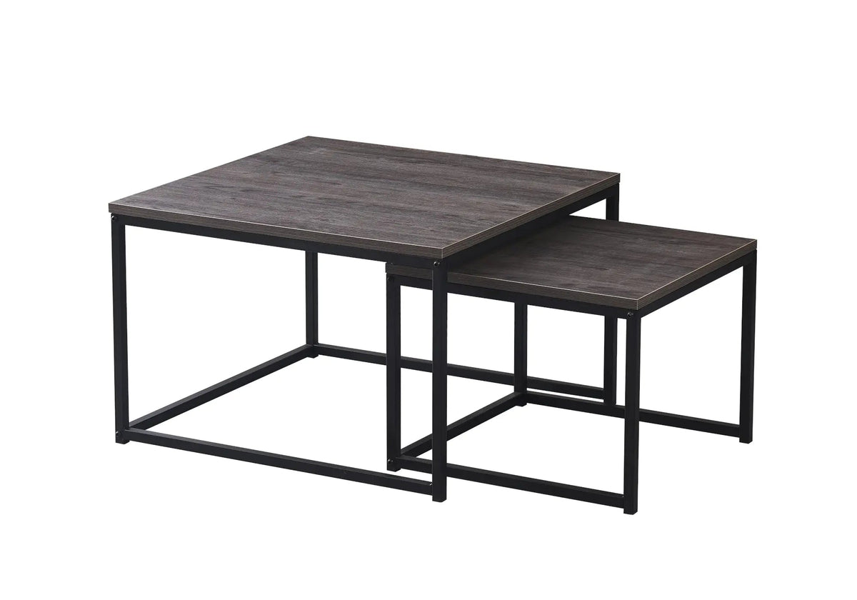 Tables gigognes de salon bois noir et métal | Kaelo
