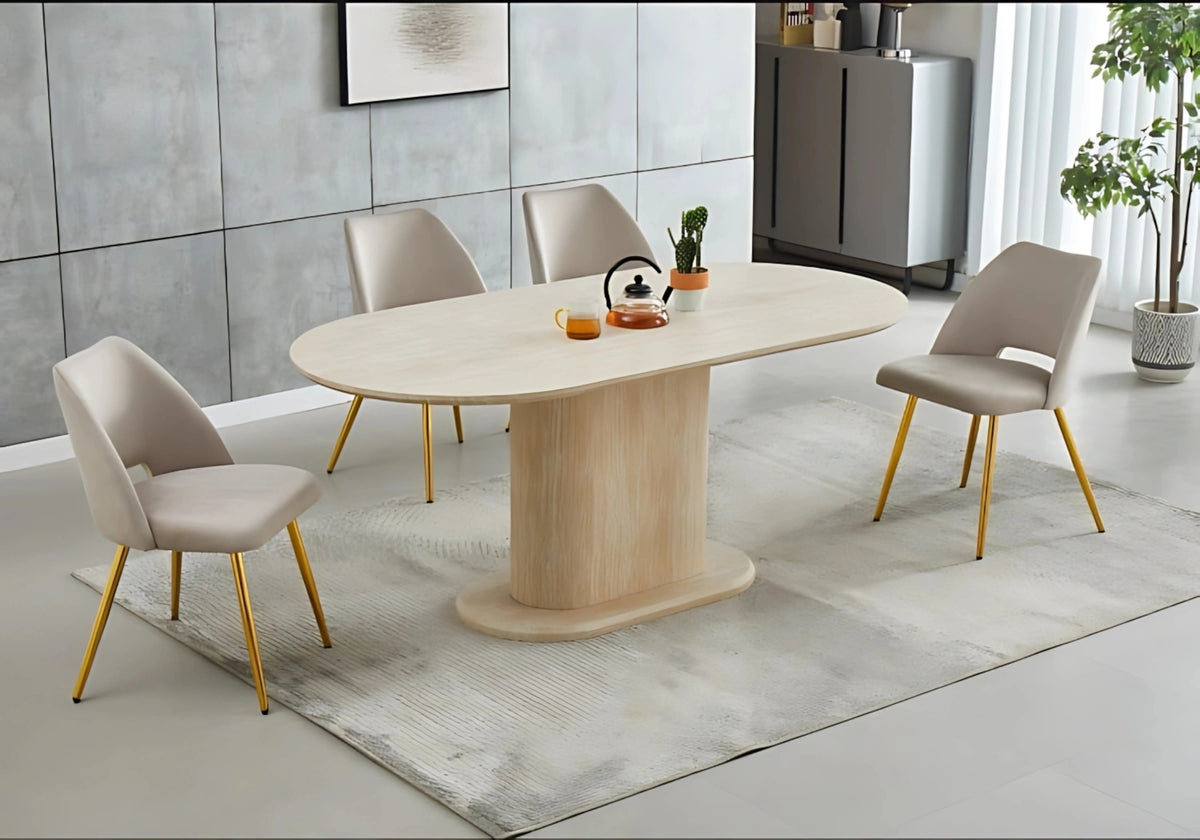 Table à manger ovale effet travertin design | Vexta