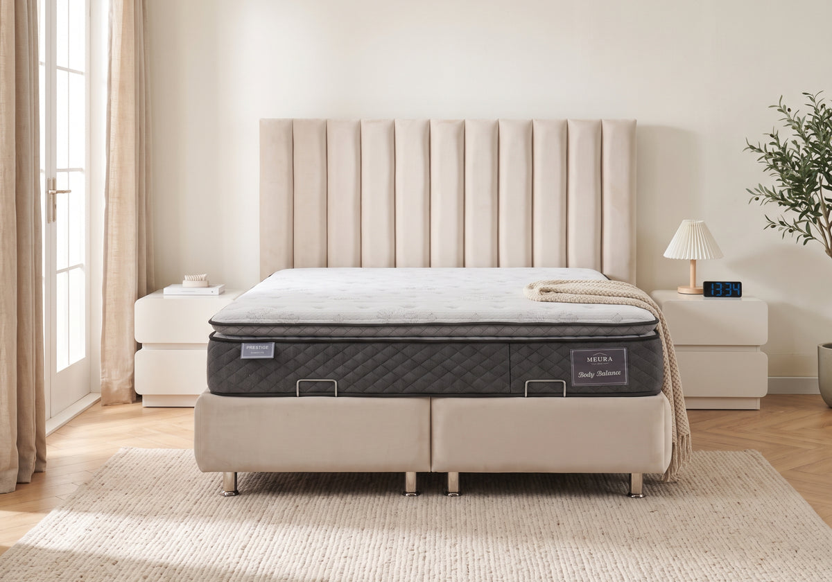 Lit coffre relevable velours beige cannelé | Stria