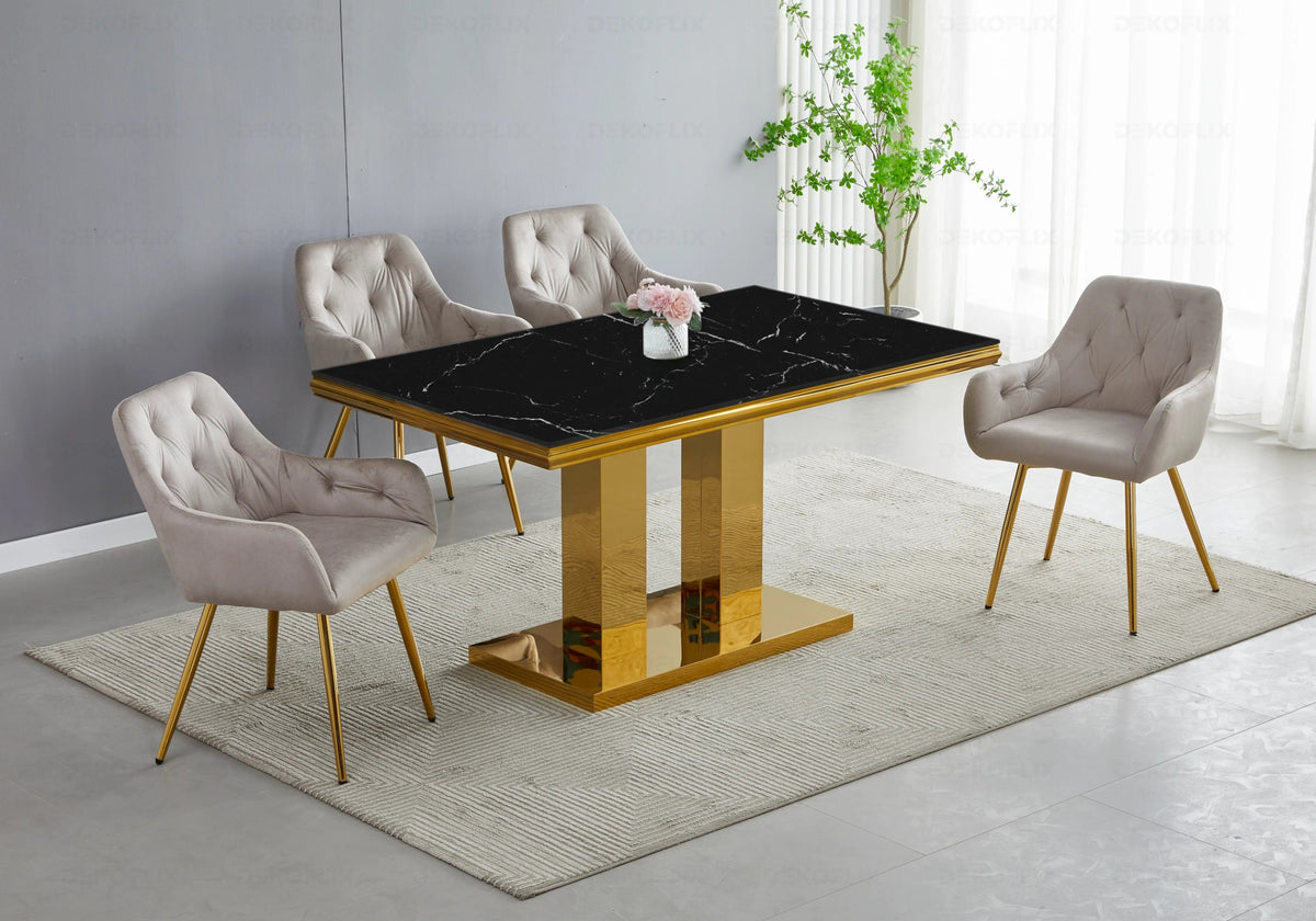 Table basse design marbre noir et métal doré | Dyax