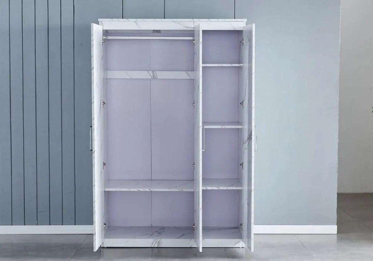 Armoire de chambre 3 portes grise avec miroir | Gala