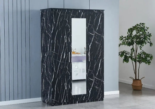 Armoire 3 portes design marbre noir avec miroir | Gala