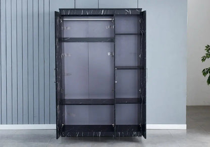 Armoire 3 portes design marbre noir avec miroir | Gala