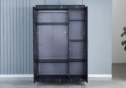 Armoire 3 portes design marbre noir avec miroir | Gala