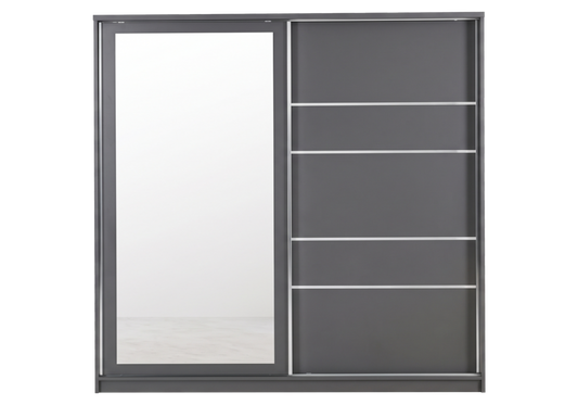 Chambre complète lit coffre armoire 180 anthracite | Star