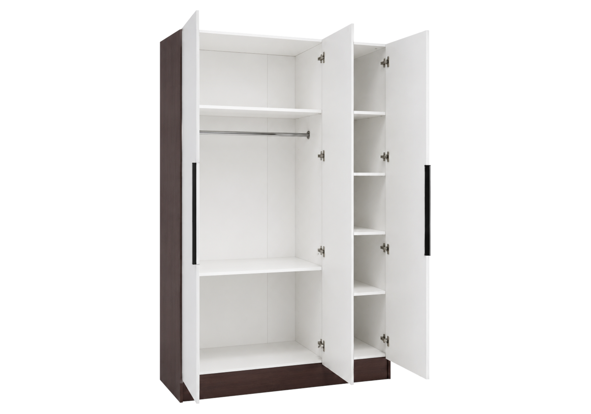 Armoire de rangement 3 portes beige et noyer | Zurik