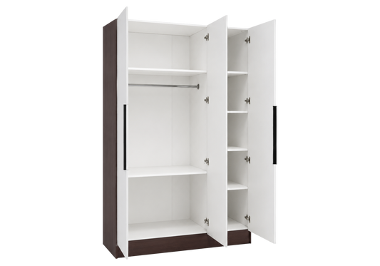 Armoire de rangement 3 portes beige et noyer | Zurik
