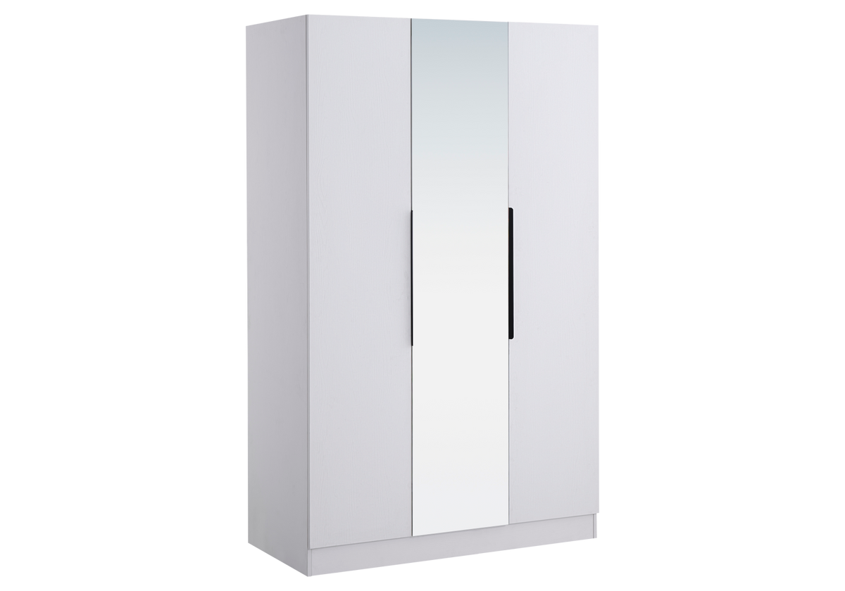 Armoire 3 portes blanche avec miroir 120 cm | Zurik