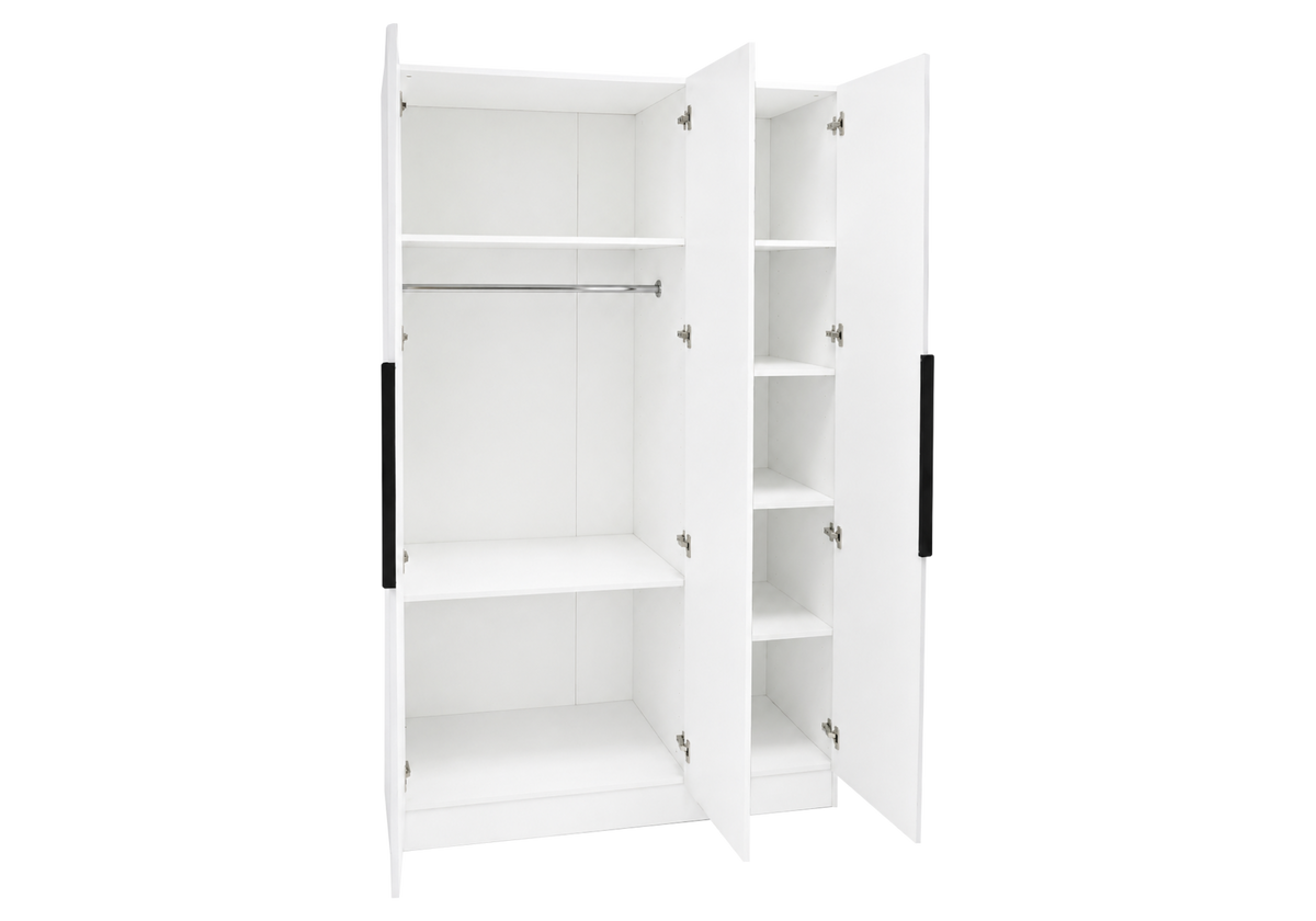 Armoire 3 portes blanche avec miroir 120 cm | Zurik