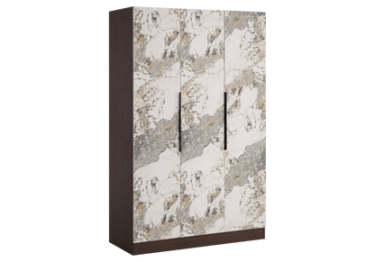 Armoire de rangement 3 portes marbre et noyer | Zurik