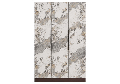 Armoire de rangement 3 portes marbre et noyer | Zurik