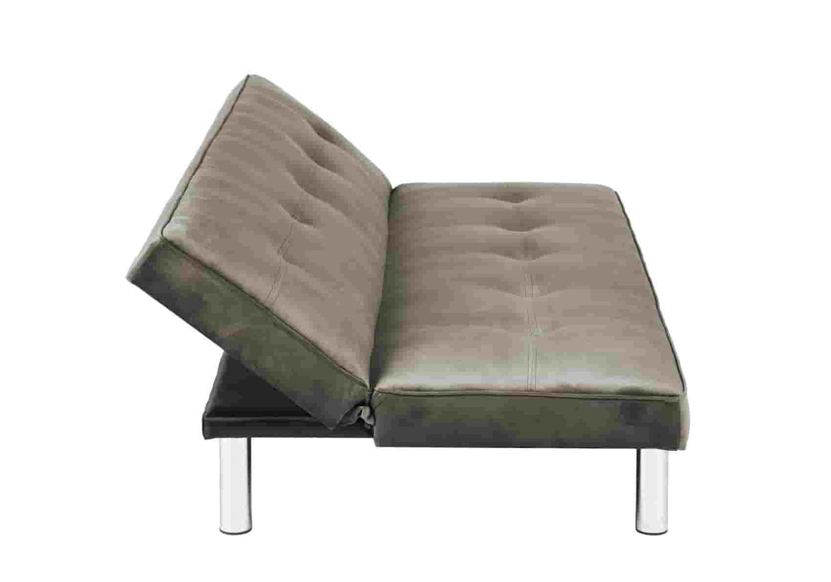 Banc convertible en taupe et acier chromé | Zylo
