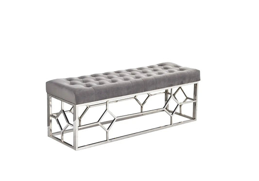 Banc design en gris et métal argenté | Novia