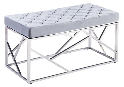 Banc design en gris et acier chromé | Zenvia