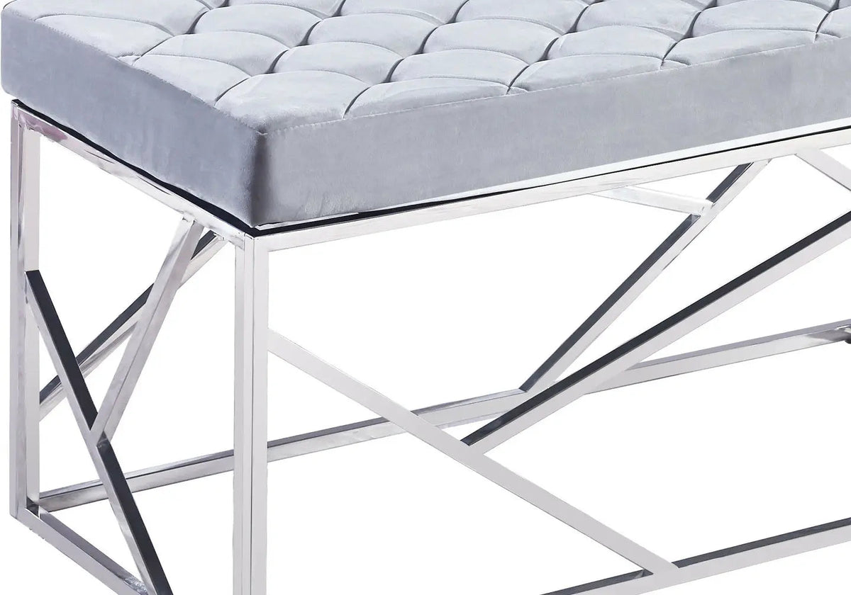 Banc design en gris et acier chromé | Zenvia