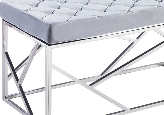 Banc design en gris et acier chromé | Zenvia