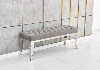 Banc design en gris et acier chromé | Halo