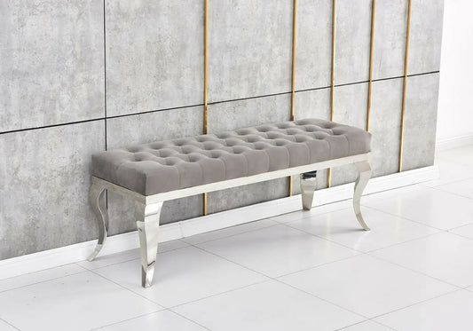 Banc design en gris et acier chromé | Halo