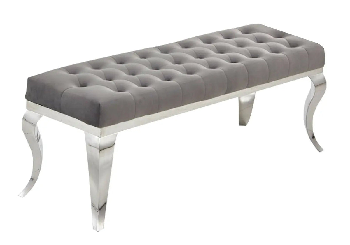 Banc design en gris et acier chromé | Halo