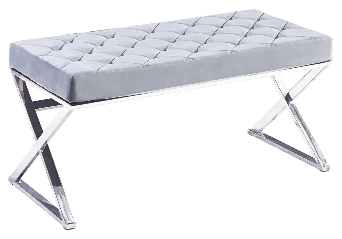 Banc design en gris et acier chromé | Veltis