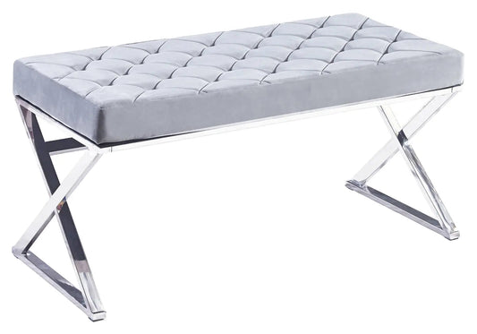 Banc design en gris et acier chromé | Veltis