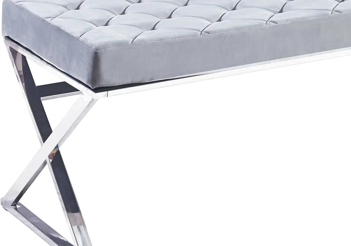 Banc design en gris et acier chromé | Veltis