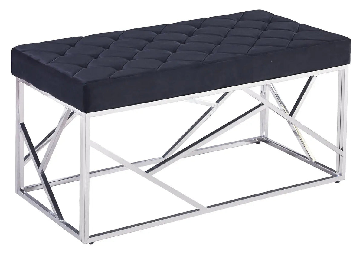 Banc design en noir et acier chromé | Zenvia