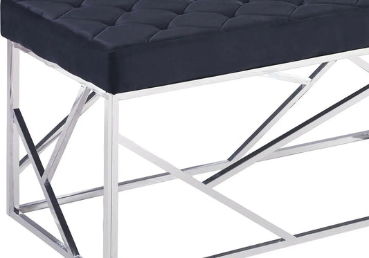 Banc design en noir et acier chromé | Zenvia