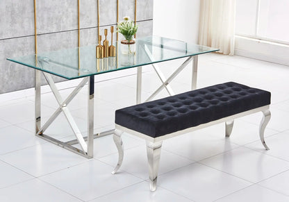 Banc design en noir et structure chromée | Halo