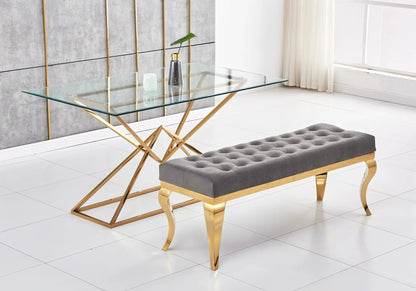 Banc design en gris et structure dorée | Halo