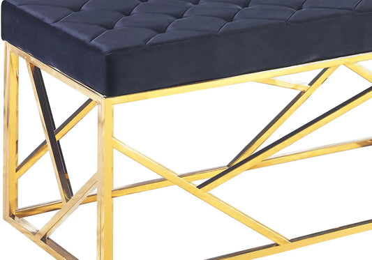 Banc design capitonné en noir et doré | Zenvia