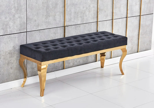 Banc design en noir et structure dorée | Halo