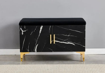 Banc meuble à chaussures finition marbre noir | Gala