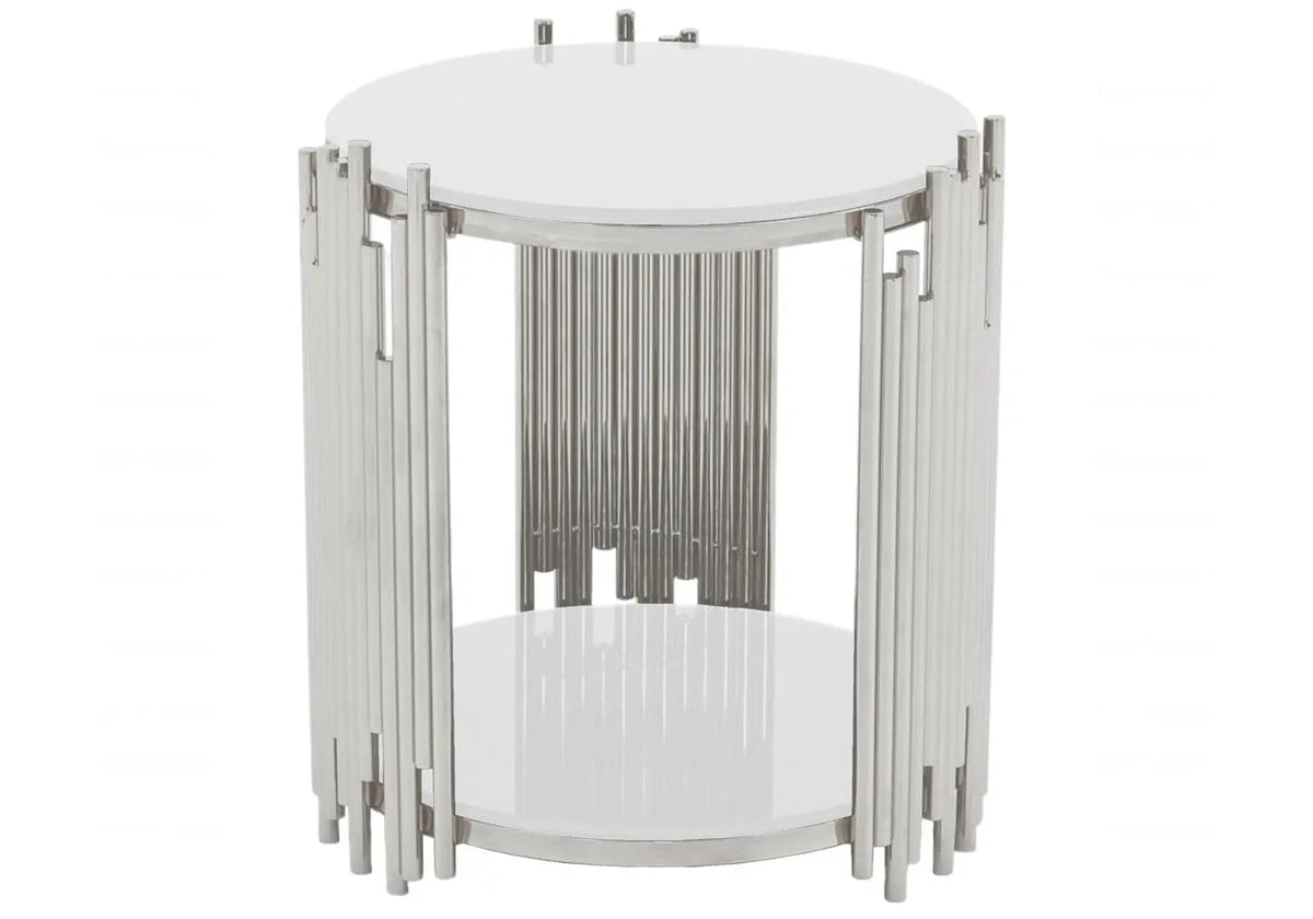 Bout de canapé design verre blanc pour salon | Zalys