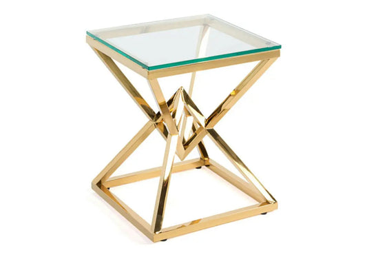Bout de canapé design verre et acier doré | Kaelo