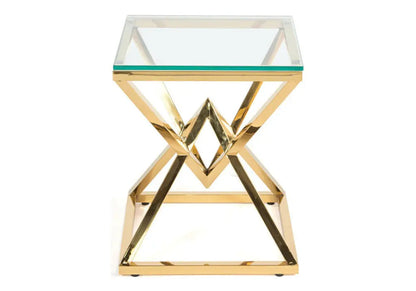 Bout de canapé design verre et acier doré | Kaelo