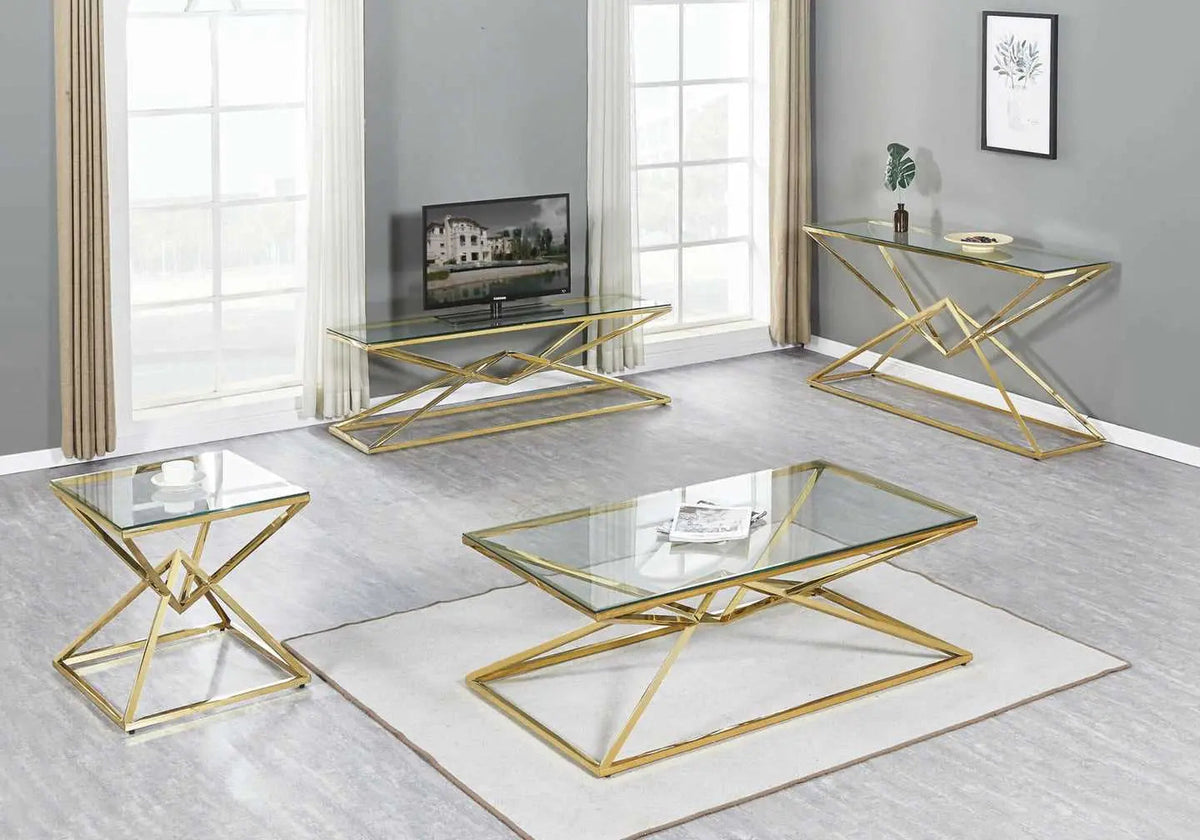 Bout de canapé design verre et acier doré | Kaelo