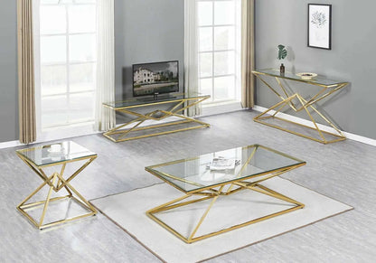 Bout de canapé design verre et acier doré | Kaelo