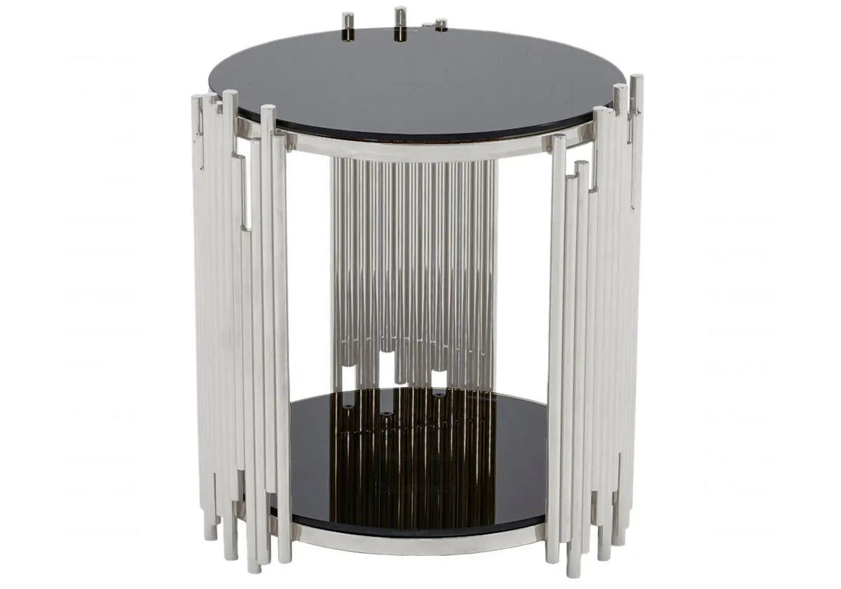 Grand bout de canapé design noir verre trempé | Zalys